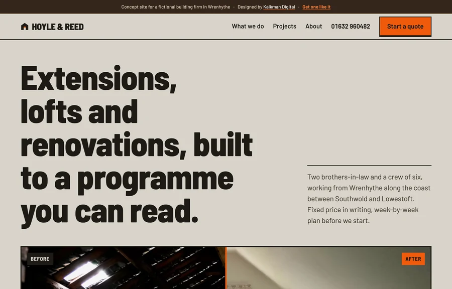 The home page of the Hoyle & Reed site