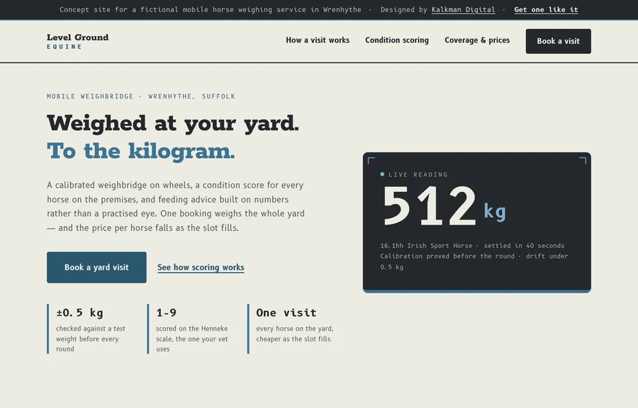 The home page of the Level Ground Equine site